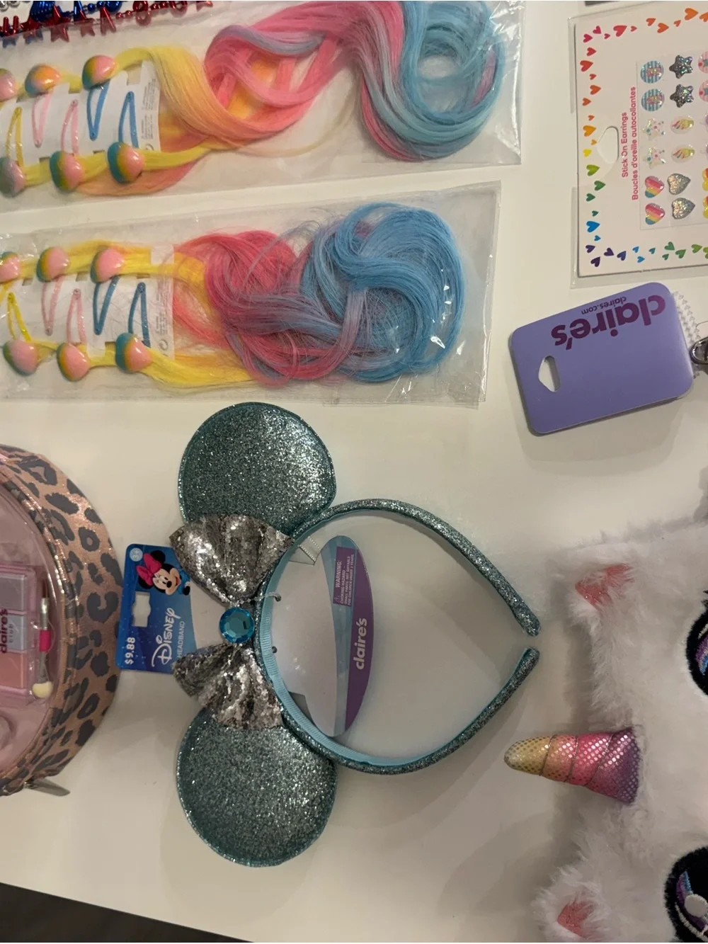 Claire's Kids Multicolor Hair and Makeup Lot- Rainbow Headbands & Clips